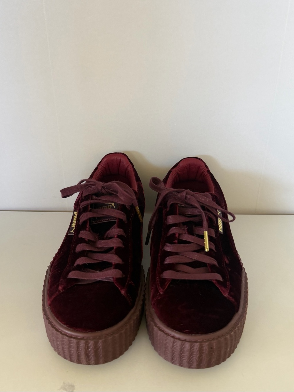 PUMA FENTY BY RIHANNA VELVET BURGUNDY CREEPERS SHOES SIZE US WOMEN’S 10